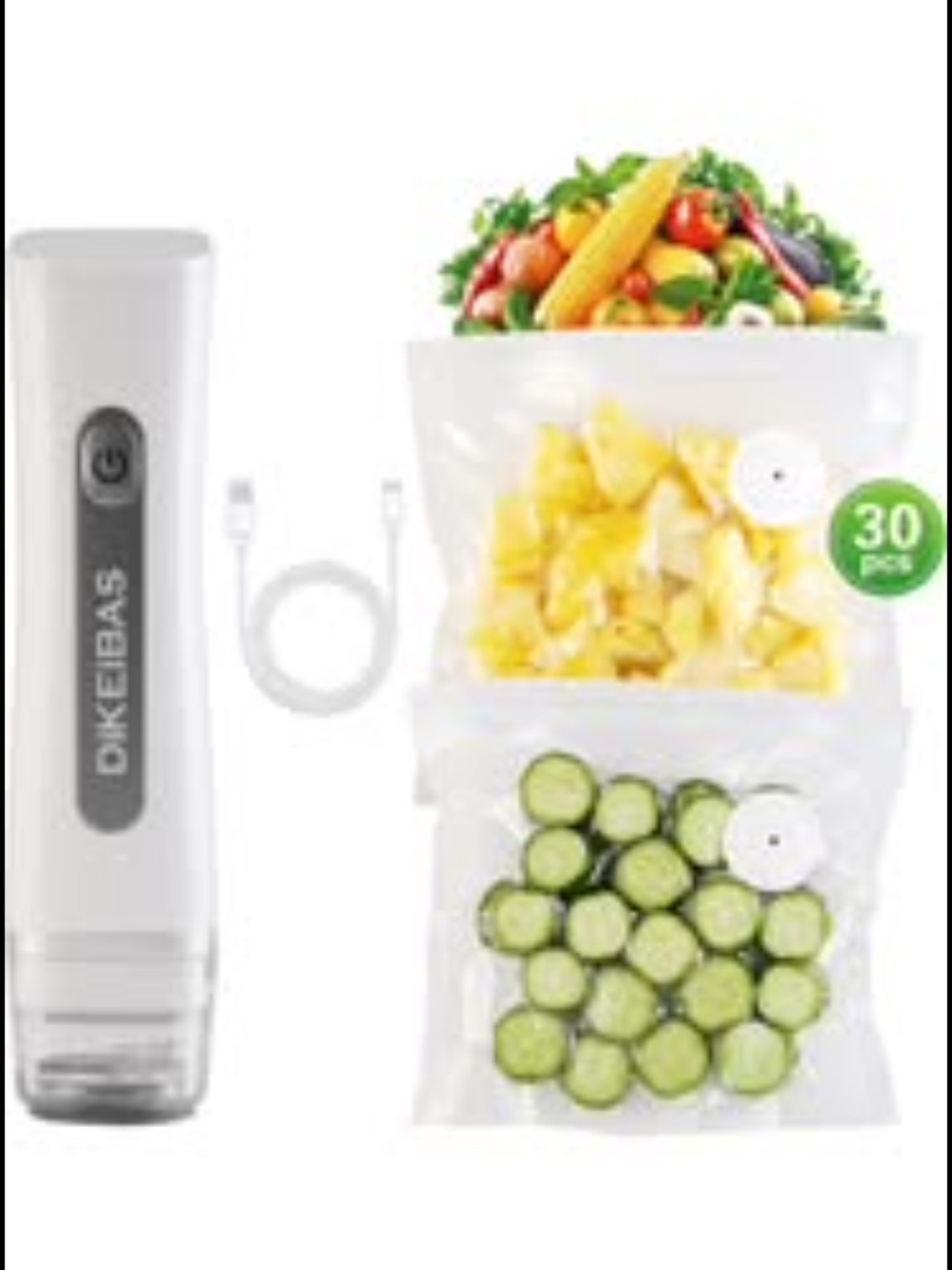 DKIEIBAS Portable Vacuum Sealer with 30 Reusable Bags new